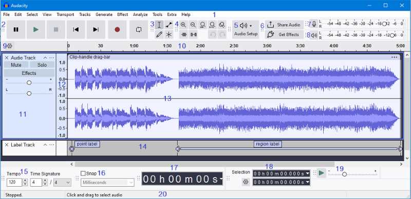 Audacity's interface