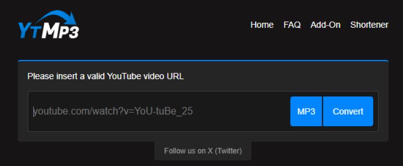 YouTube to MP3 Converter main screen